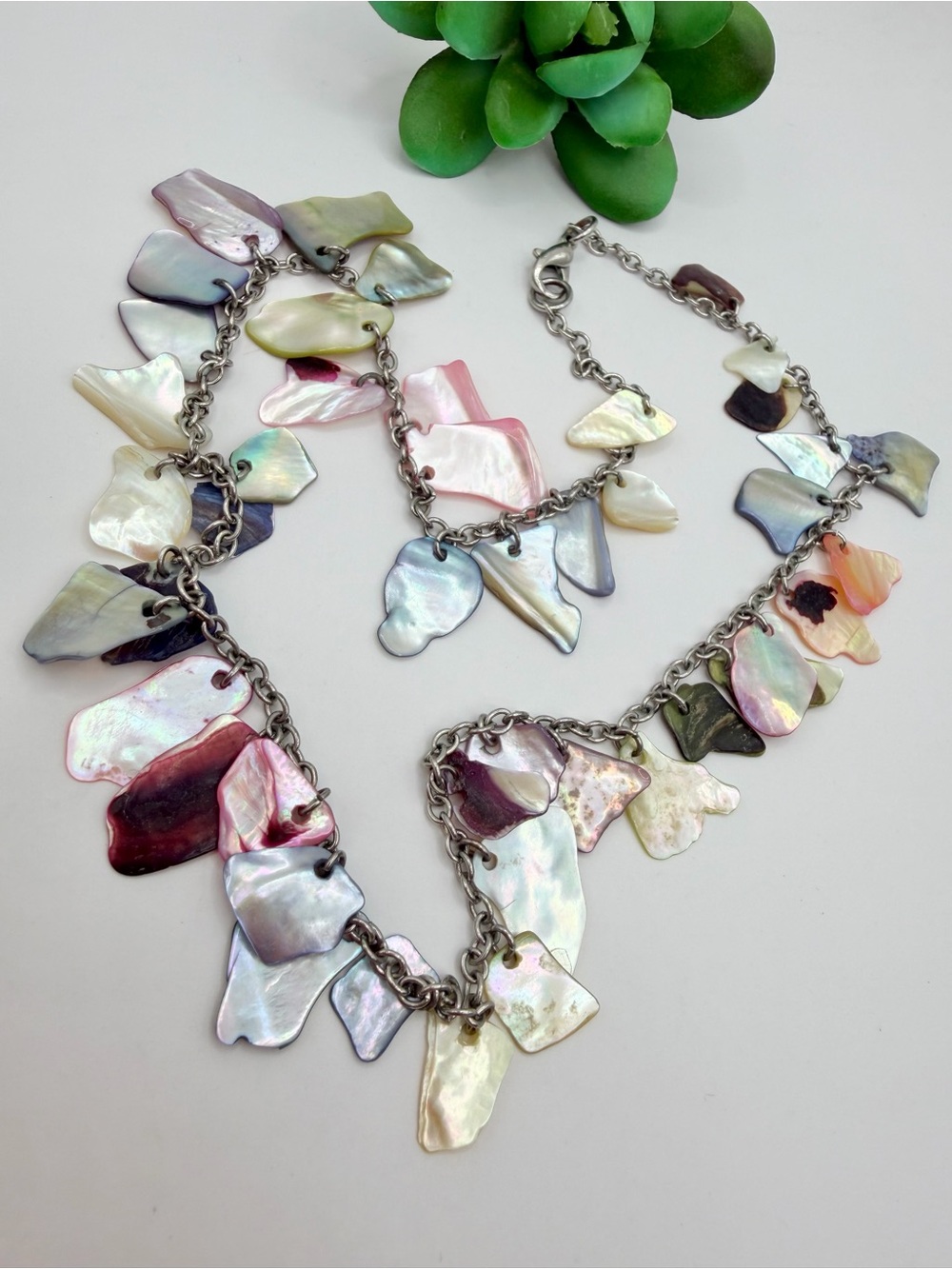 Multi-Color Mother of Pearl Charm Necklace by